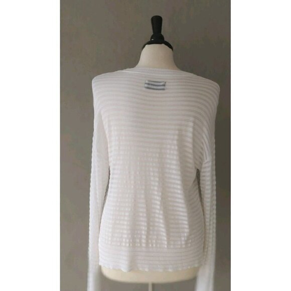 RtA Gilda Sweater Semi-Sheer Striped Print Long Sleeves in White Cloud Size M - Picture 4 of 7